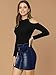 Allegra K Women's Denim Mini Skirts Summer Stretchy Washed Zipper Front Bodycon Jean Skirt Medium Dark Blue
