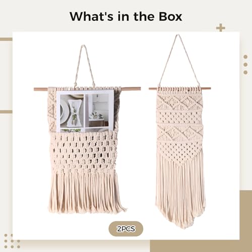 Tapisserie macramé coton bohème suspendue lot de 2 déco salon - 5