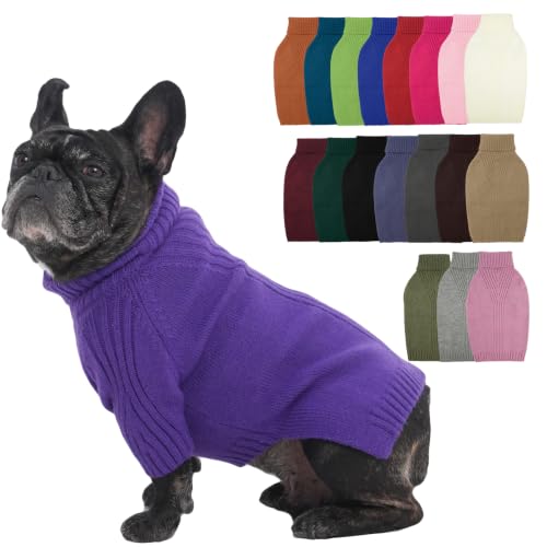 IECOii Small Dog Sweater, Warm Turtleneck for Small to Medium Dogs, L