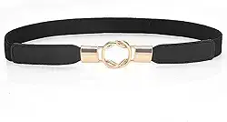 Cinto feminino de couro skinny para vestidos elegante vintage cinto elástico com fivela dourada acessórios modernos