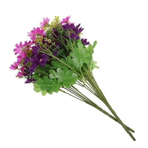 ABOOFAN 3 Piezas Flores De Margarita Artificial Vid De Girasol Artificial Margarita De Gerbera De Flor Falsa Margarita Colorida Falsa Ramo De Plantas Novia Boda Púrpura Flor De Seda