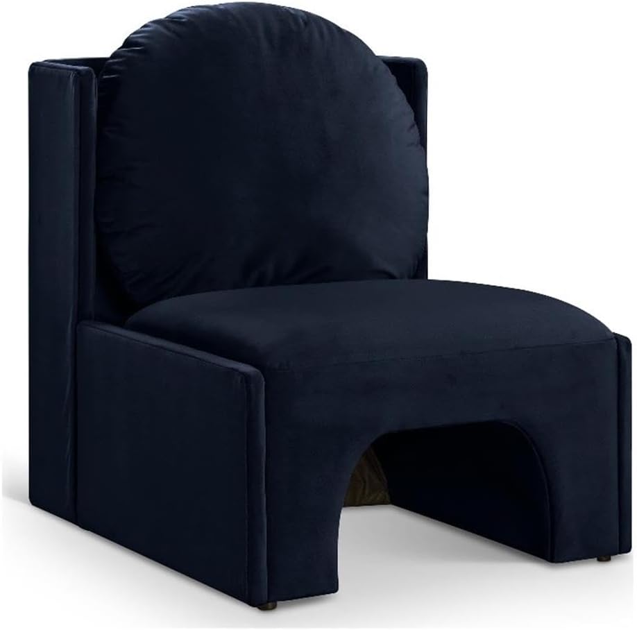 BOWERY HILL Contemporary Accent Chair, 30" W x 36" D x 38.5" H, Solid Wood Frame, Navy Durable Velvet Upholstery, 460 GSM Velvet, Cave Storage Feature, Modern Design for Living Room Seating