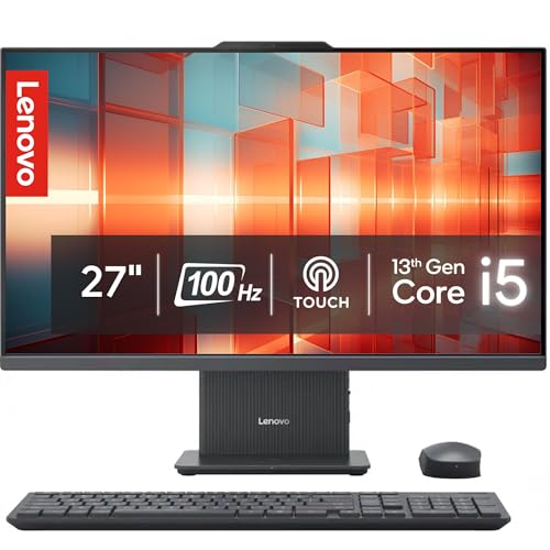 Image of Lenovo IdeaCentre 27 inch Touchscreen All-in-One Desktop Computer • 8-core Intel Core i5 Processor • 64GB DDR5 • 2TB SSD • Office 365 for The Web • Wireless KB&Mouse • Wireless Charging Base • Win 11