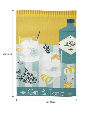 Paño de cocina Coucke Gin Tonic negro de 50x75 cm, el detalle ideal para amantes de la coctelería 4