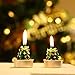 12 Pieces Christmas Tree Tealight Candles Handmade Delicate Tree Candles for Christmas Home Decoration Gifts (Green, White)