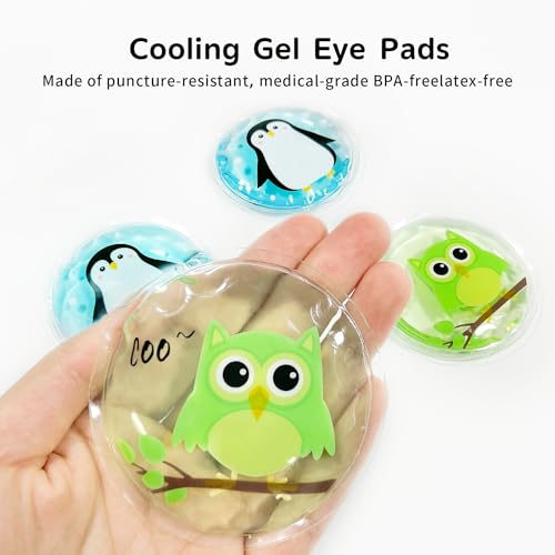 Image of Gel Ice Pack Reusable, Cooling Eye Pads and Patches, Hot and Cold Eye Pads - Soothing, Revitalizing, Puffiness, Refresh, Relieves Stress, Relax, Relieves Puffiness and Tension(2 Penguins+2 Owls)