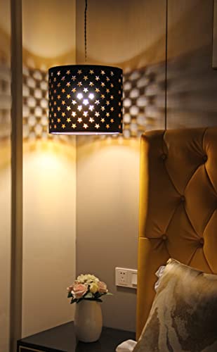 Star Drum Lamp Shades For Table Lamps Floor Lamp & Pendant Light Shade Unique Black With Gold Lamp Shade For Bedside Lamp Fit Uno Fitter & Spider #TOP2