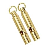 Loudest Brass Whistle Emergency Whistle Outdoor Survival Whistle for Outdoor Camping Hiking Boating Hunting Fishing Loud Sound On Key-Chain or Hang Around Your Neck (2pcs)