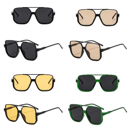 4 Pieces Retro Oversized Aviator Sunglasses for Women Men Square Semi Rimless 70s Vintage Aviator Sun Glasses2