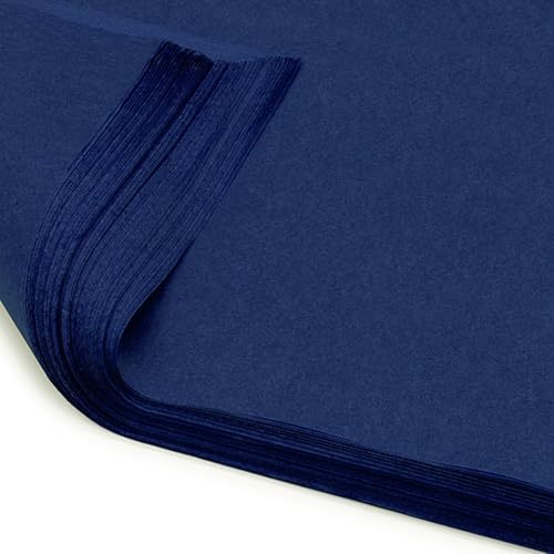 Pack of 10 x Vibrant Tissue Paper 500mm x 750mm for Gift Bags Wrapping Flowers Wedding Arts Crafts - Quality Acid Free (Dark Blue)
