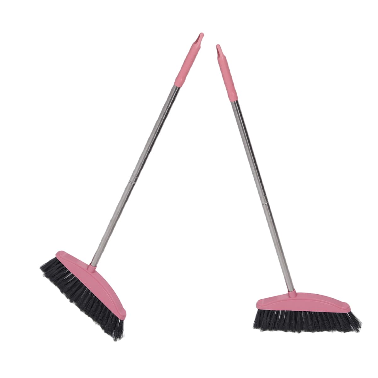 Cabilock 2pcs Stainless Steel Broom Hard Broom Angle Broom Sidewalk Broom Upright Broom Commercial Broom Hair Sweeping Broom Standing Broom Room Cleaning Broom Dust Brush Pink Plastic