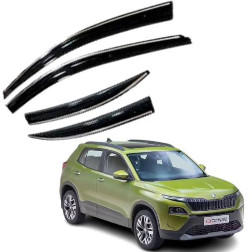 Image of CAR SAAZ Chrome Line Door Visor for Kylaq (2024-2025) (Set of 4Pcs) | Rain Guard | Wind Deflector
