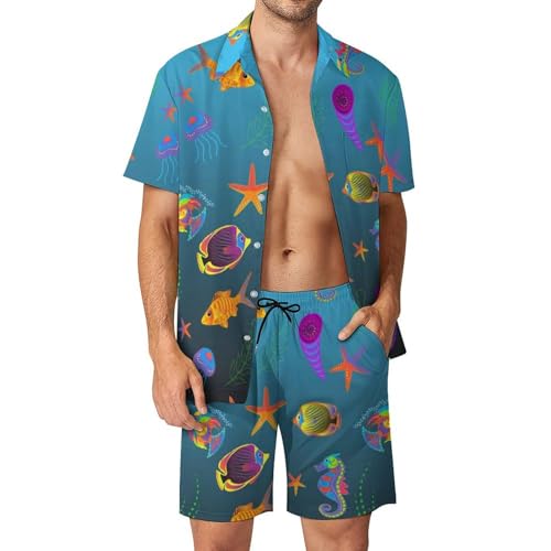 Chemise Hawaïenne Homme Anti-Chaleur avec Short Pantalon Plage S