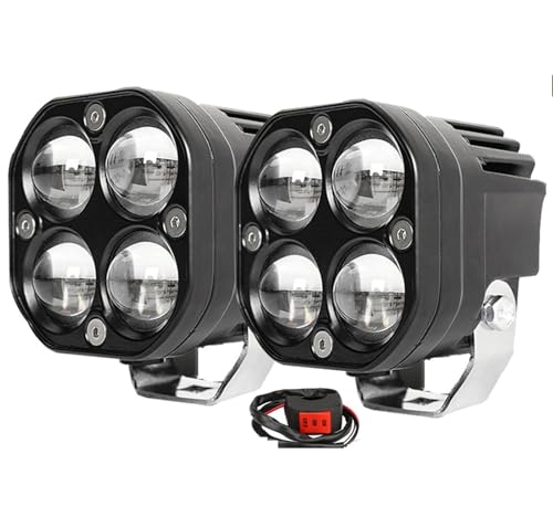 Projecteur LED bicolore 3 pouces 500W et 50000LM blanc jaune 12V 24V pour moto et auto 2 PCS