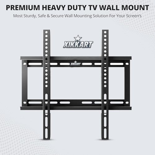 Image of XIKKART TV Wall Mount Bracket for 26-63 Inch LED LCD Smart TVs | Universal Fixed Wall Mount Stand | Heavy Duty Low Profile TV Mount | VESA Compatible Flat Screen TV Bracket