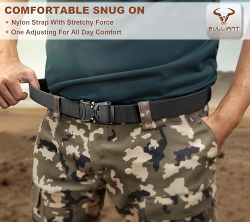 Image of BULLIANT Men Stretch Tactical Web Belt MultiPack 1.5 inch-Adjustable Fit | Smooth Sliding for Micro Fit - Tailored for Exact Size-Holeless for Golf Jeans or Casual