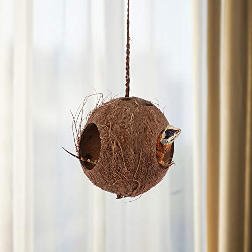 VILLCASE Reptile Cave-Bird Coconut Nest Triple Holes Lizard Hiding Cave Coconut Shell Natural Coco Hideaway Suitable for Reptiles Bird Small Animal - Image 8