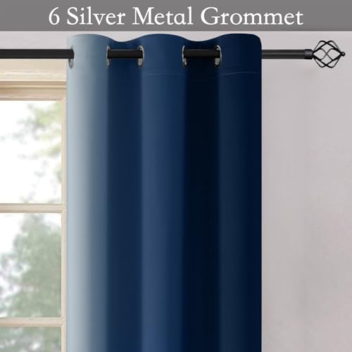 Image of SimpleHome Ombre Blue to Grey White Curtains for Living Room 42Wx84L | Room Darkening Curtains for Bedroom,Gradient Light Blocking Curtain,Thermal Insulated Grommet Window Drapes,2 Panels,84 Inch