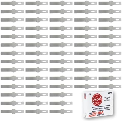 Excel Blades Chisel Replacement Blades, Set of 50 Carbon Steel Blades for Precision Cutting & Trimming, Multi-Purpose Professional, Hobby, and Crafting Tools Excel Blades Chisel Replacement Blades, Set of 50 Carbon Steel Blades for Precision Cutting & Trimming, Multi-Purpose Professional, Hobby, and Crafting Tools