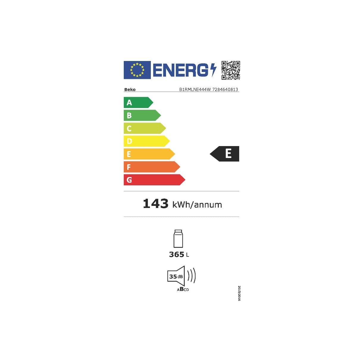 BEKO Frigorífico Cooler B1RMLNE444W Clase E 186mX59.7cm Libre instalación Blanco, Small