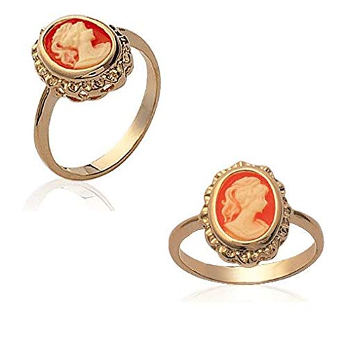 Bijouxia Bague camée rouge plaqué or (58)