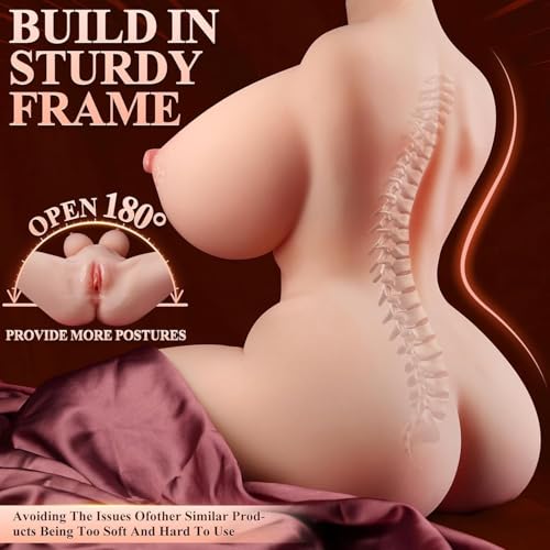 Image of BIG SHOCKED Sucking Vibrating Sex Doll Torso Life Size Powerful Male Masturbator 6x12 Sucking Vibration Big Breasts Handsfree Sex Doll, Male Sex Toys for Men with Vagina Butt and Anal Channel Sex Doll