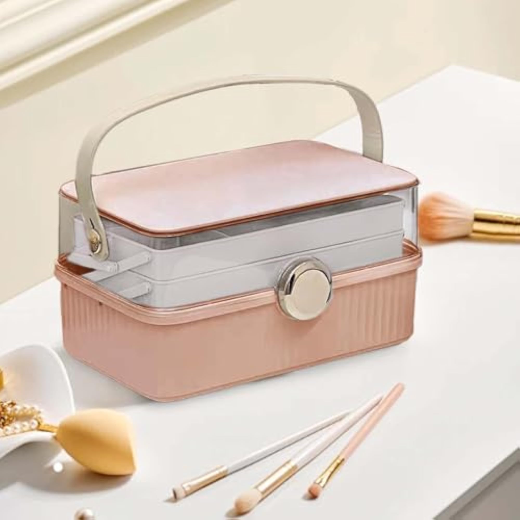 Portable Makeup Train Case for Beauty and Cosmetics