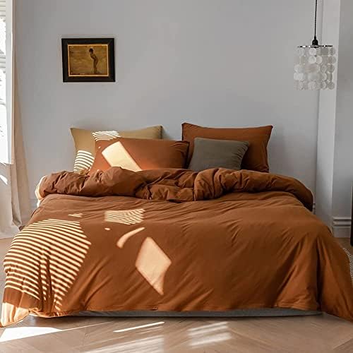 Nayoroom Kids Burnt Orange Duvet Cover Twin Size Caramel Pumpkin Rust Modern Minimalist Style Solid Brown Bedding Set Soft Microfiber Comforter Covers with Zipper Closure for Children Teens Girls