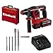 Einhell Akku-Bohrhammer HEROCCO Kit +5 (1x3,0Ah) Power X-Change (Li-Ion, 18V, 2.2 Joule, 18 Nm, SDS-Plus, inkl. 3,0 Ah-Akku, Ladegerät, 3 Bohrer, Flachmeißel, Spitzmeißel, inkl. E-Box)