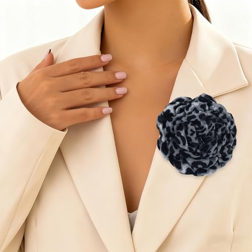 Image of PLwelth Large Flower Brooch Pins Floral Hair Clips for Women Lapel Pins for Dress Clothes Suits Wedding Party Jewelry Gifts