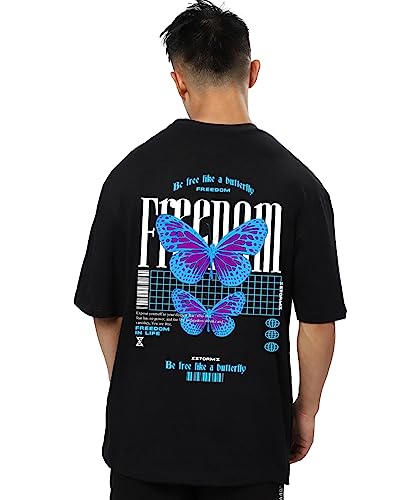Image of Mens Oversized Printed Half Sleeve Branded Cotton T-Shirt for Mens || Back Printed t Shirts for Men || Oversized t Shirts for Men