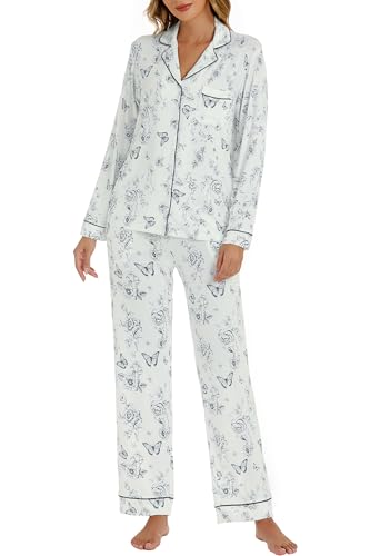 LUBOT Womens Bamboo Viscose Pajamas Set 2 Piece PJs Set for Women Buttery Soft Button-Down Long...