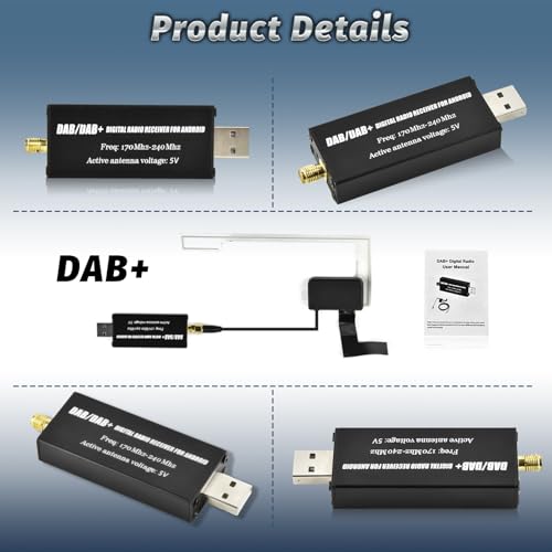 Adaptador DAB para Android radio receptor digital USB antena coche sintonizadora 6