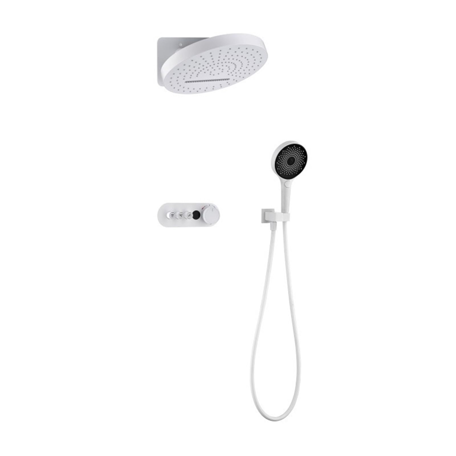 Cyfrowy system prysznicowy Ukryty zestaw prysznicowy, wyświetlacz temperatury w łazience System prysznicowy, prysznice łazienkowe z opadami deszczu Mosiądz Czarny(White Shower Set)