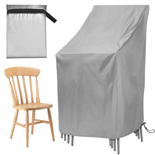 Schutzhülle Stapelstühle - Gartenstuhl Abdeckung, Schutzhülles für Gartenstühle, Schutzhülle Gartenmöbel, Abdeckhauben für Stühle, Abdeckhaube Gartenmöbel für Gartensessel Balkonstühle (85x65x114cm)