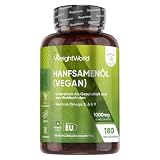 WeightWorld Hanföl Vegan Softgels - 1000mg Kaltgepresste Hanfsamenöl ...