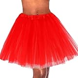 Coridy Tutus - Falda de ballet de tul de 3 capas para mujeres, niñas, adolescentes, Rojo -, Talla única