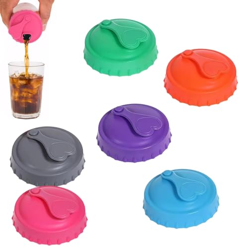 6-Pack Silicone Beverage Can Covers Fit for Standard Cans Leakproof Seal for Soda Beer and Juice BPA-Free & Reusable
