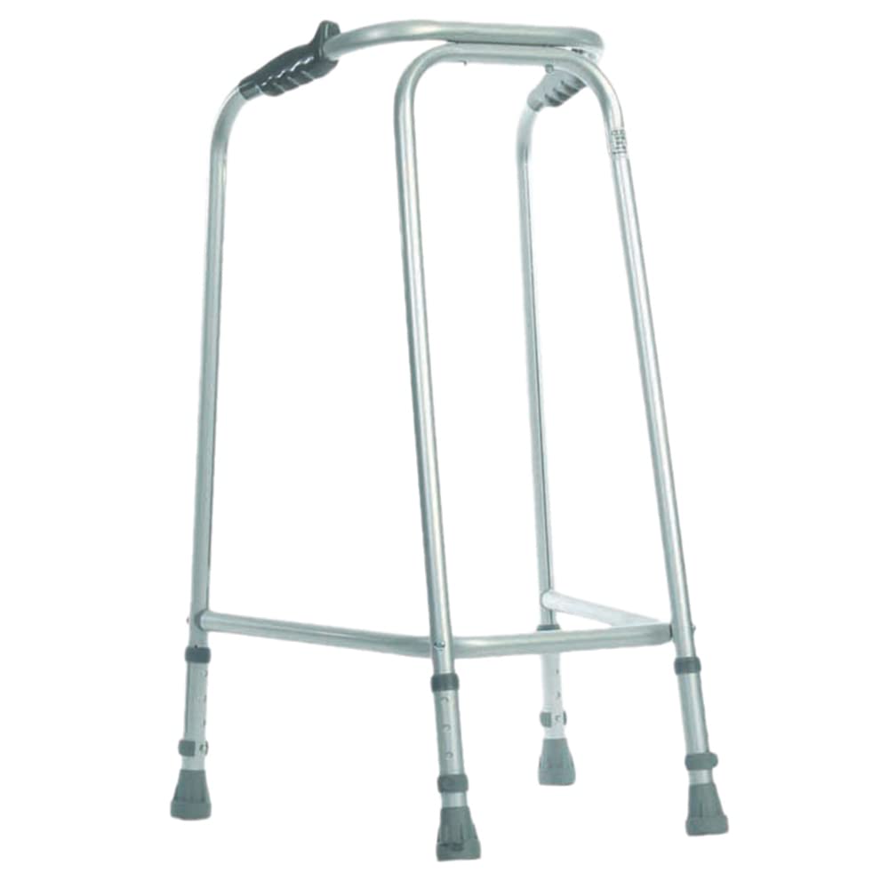 Ultra wąska ramka do chodzenia - smukła konstrukcja - szerokość 490 mm - średnia - lekkie aluminium - antypoślizgowe gumowe tulejki - ergonomiczne uchwyty - pomoc w rehabilitacji