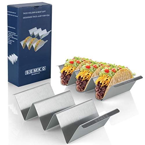 Taco Holder Stands Stainless Steel Set of 2 with Easy-Access Handle, Oven, Grill