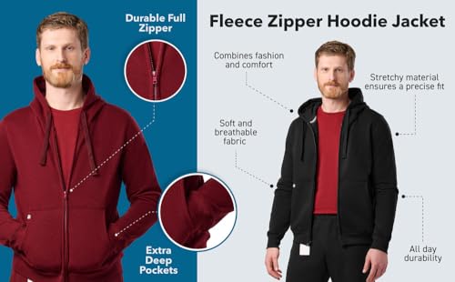 Peelz Noah Full Zipper Hoodie for Men & Women - Unisex Luxury Fleece Zip Up Jacket with Hood & 2 Pockets, Comfort Fit3