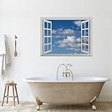 wall26 Removable Wall Sticker/Wall Mural - Blue Sky with White Clouds | Creative Window View Home Decor/Wall Decor - 36"x48"