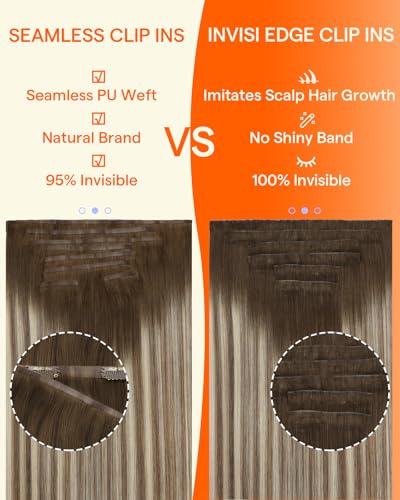 Image of Full Shine Invisi Edge Seamless Clip in Hair Extensions Human Hair