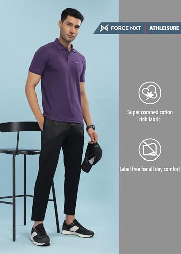 Image of Force NXT Polo Neck T-Shirt for Men Pack of 1 | Regular Fit T-Shirt for Men | Premium Super Combed Rich Cotton Polo Shirt | Men's Ultra Soft Half Sleeve T-Shirt