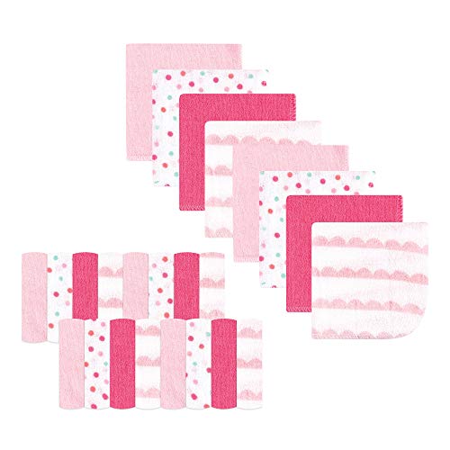 Image of Luvable Friends Unisex Baby Super Soft Bundle Washcloths, Girl Geometric, One Size