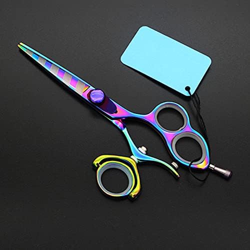 Rainbow 5.5 Inch Swivel Thumb Hair Cutting Shears - Professional Japanese 440C Barber Scissors for Hairdressing & Hair Cutting