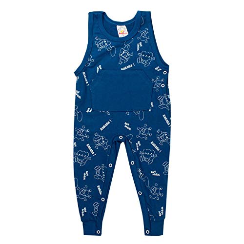 Conjunto Jardineira Bebê Menino Com Botões Azul - Isensee