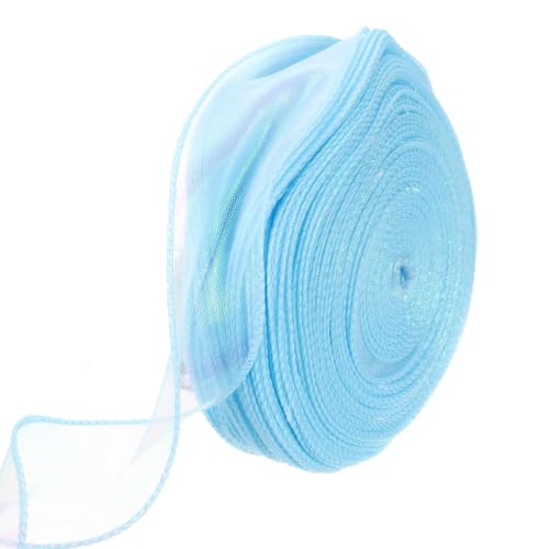 MECCANIXITY Ruban organza transparent bleu 1-1/2 po 50 verges