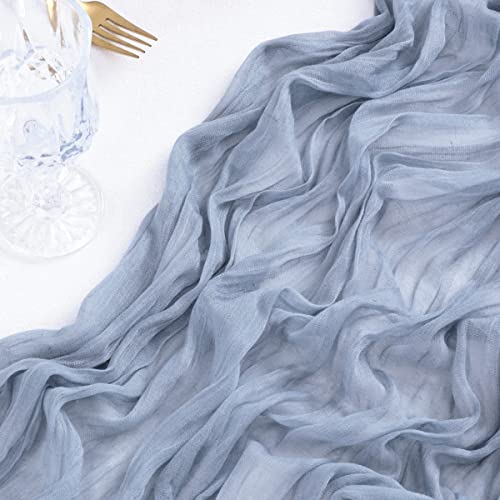Socomi Cheesecloth Table Runner 10ft Gauze Boho Rustic Dusty Blue Cheese Cloth Table Runner for Baby Shower Decoration Wedding Easter Summer Table Runner 10pcs Dusty Blue - 4
