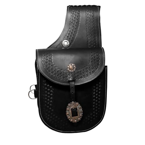 EQUIGEAR Western-Leder-Satteltasche für Pferde | Reitvergnügen Wanderritt geeignet für Reiten und Fassrennen | Satteltasche mit verstellbarem Riemen GRÖSSE: 10X10X3 SA-59